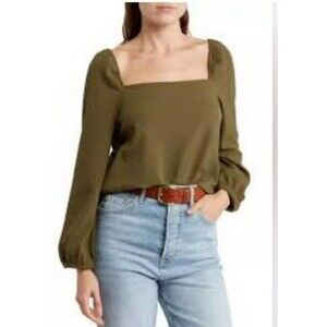 Madewell Olive Long Sleeve Blouse